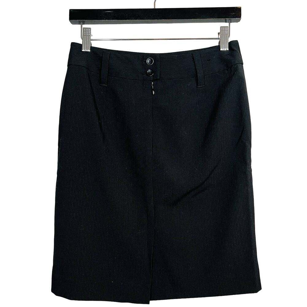 Banana Republic Pinstripe Pencil Skirt Petite Black Lined Career Casual - 0P